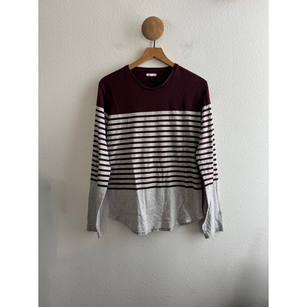 Orlebar Brown Maroon Striped Long Sleeve Shirt Size Medium